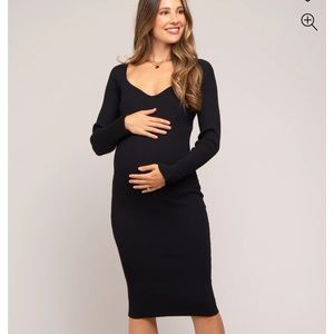 Pink blush Maternity Black Ribbed Fitted Dress M